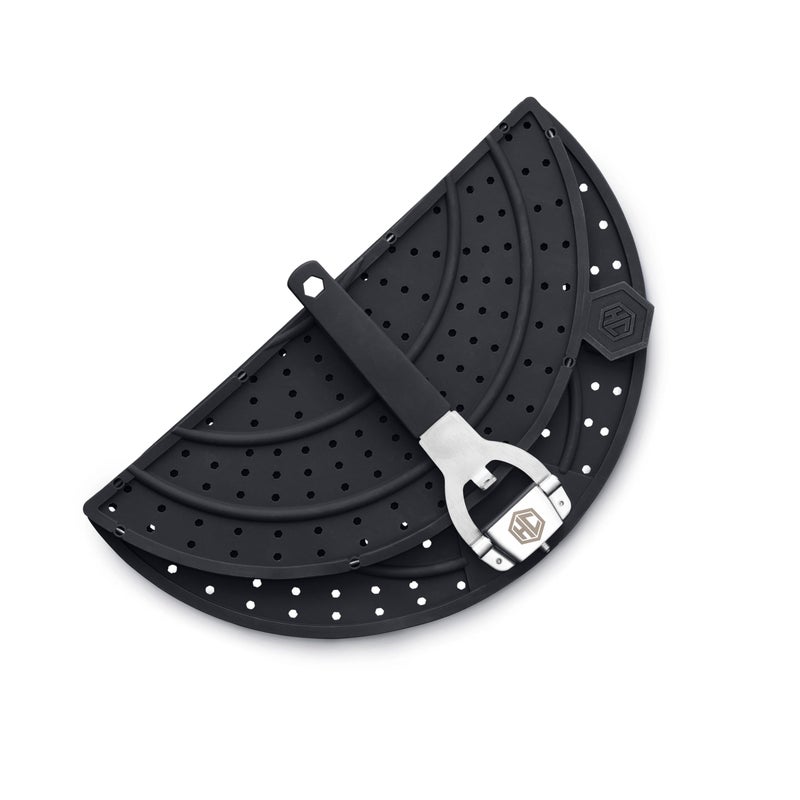 HexClad Grease Splatter Screen for Frying and Searing, Fits HexCladâ€™s 10 and 12-inch Pans, Dishwasher-Safe, Folding Design, Heat-Safe to 480Â°F, Stay-Cool Locking Handle, Silicone and Stainless Steel - Image 3