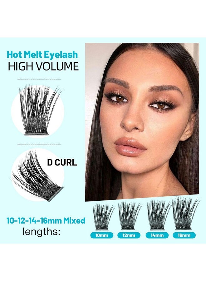 Hannahool 10Rows Mixed 10-12-14-16Mm/8-10-12-14Mm Individual False Eyelashes D Curl Wide Stem Dramatic Black Makeup Cluster Eyelashes Natural Volume Eye Lashes Extensions (10-12-14-16Mm Mixed) - Image 2