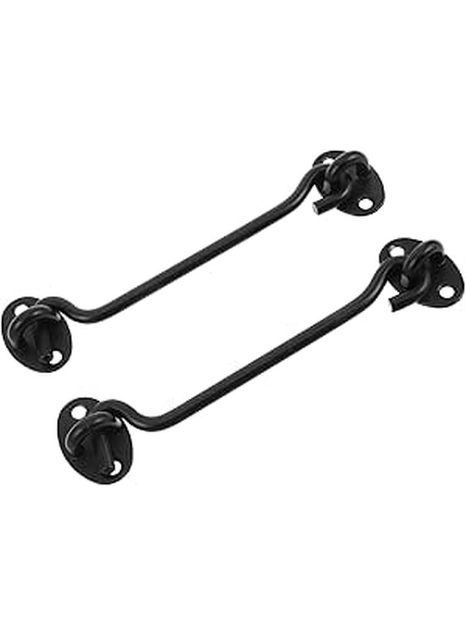 6 Inch Black Stainless Steel Window Door Hook Latch Windproof Sliding Gate Lock 2pcs - Image 1