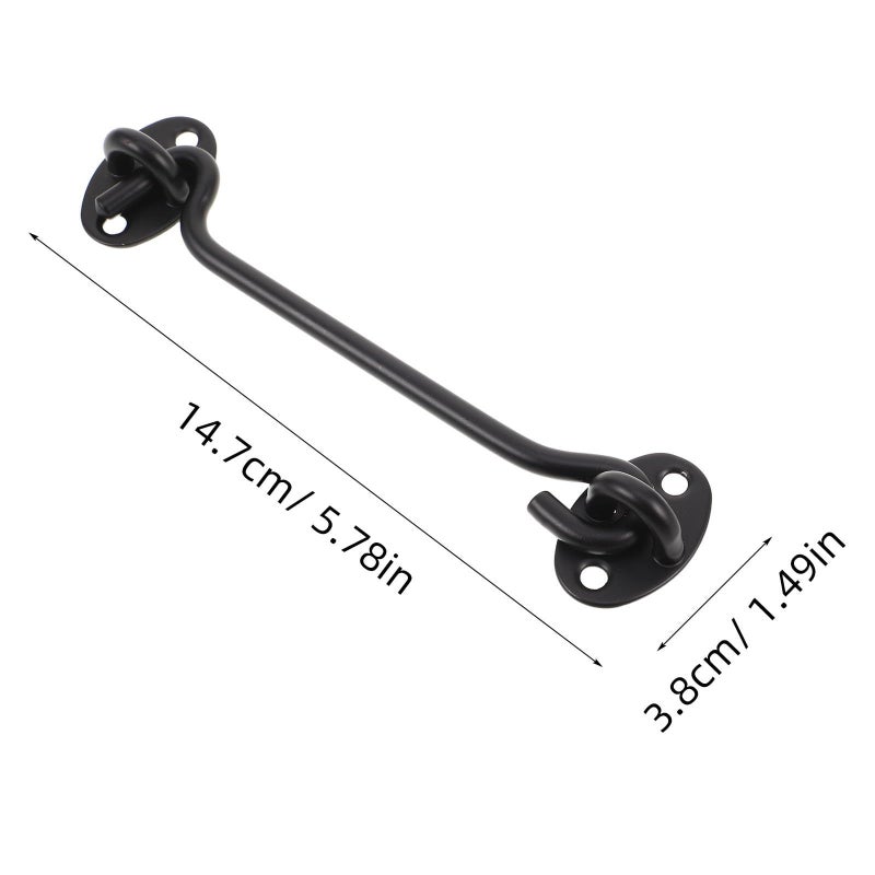 6 Inch Black Stainless Steel Window Door Hook Latch Windproof Sliding Gate Lock 2pcs - Image 3