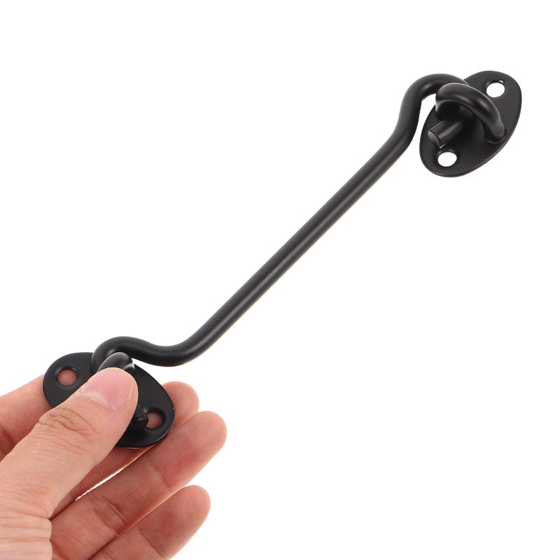 6 Inch Black Stainless Steel Window Door Hook Latch Windproof Sliding Gate Lock 2pcs - Image 5