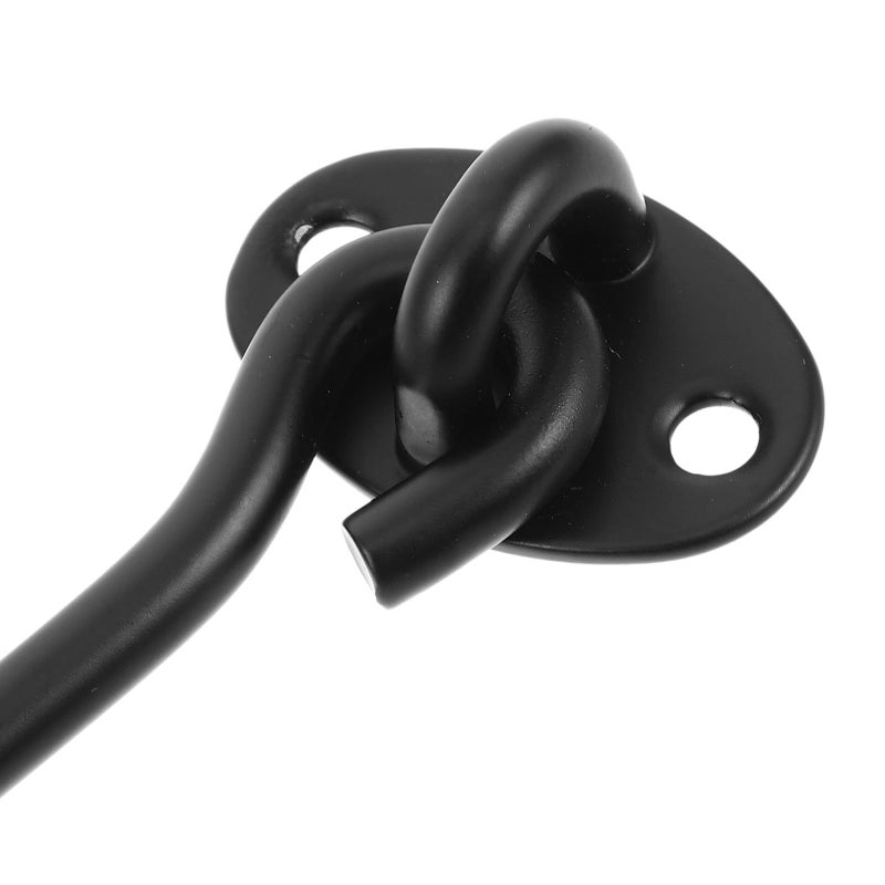6 Inch Black Stainless Steel Window Door Hook Latch Windproof Sliding Gate Lock 2pcs - Image 4