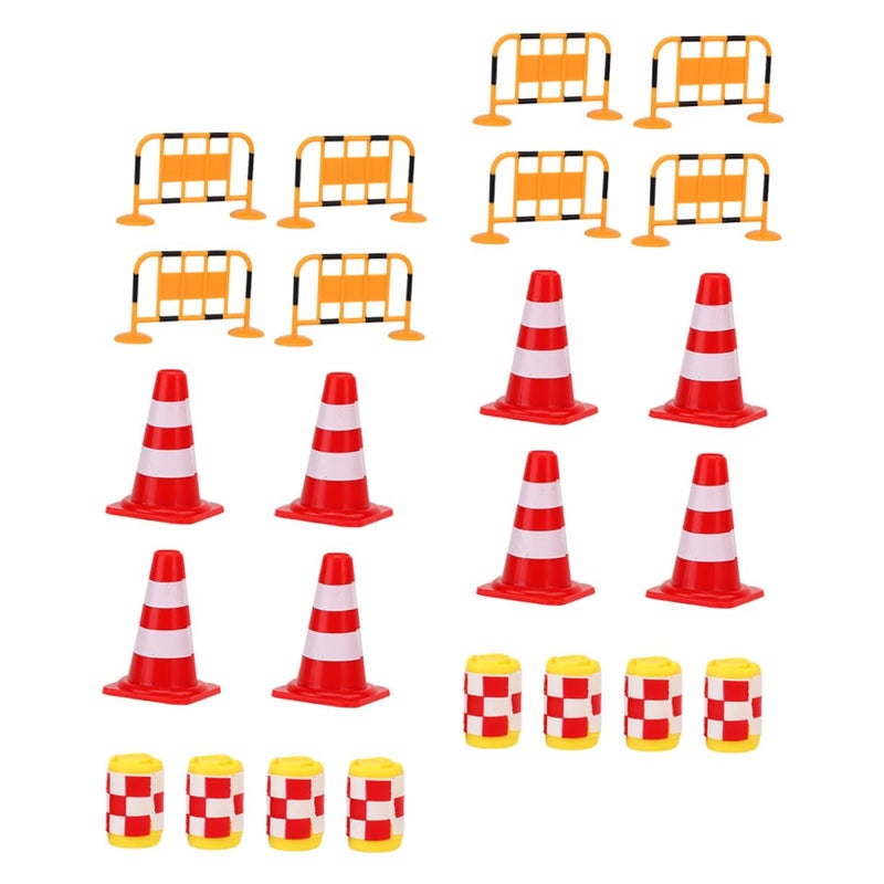 24Pcs Traffic Cones And Safety Barrels Educational Play Set For Kids Red Orange Yellow - Image 2