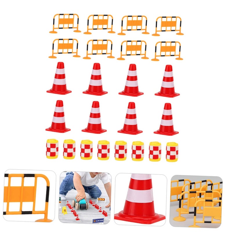 24Pcs Traffic Cones And Safety Barrels Educational Play Set For Kids Red Orange Yellow - Image 3