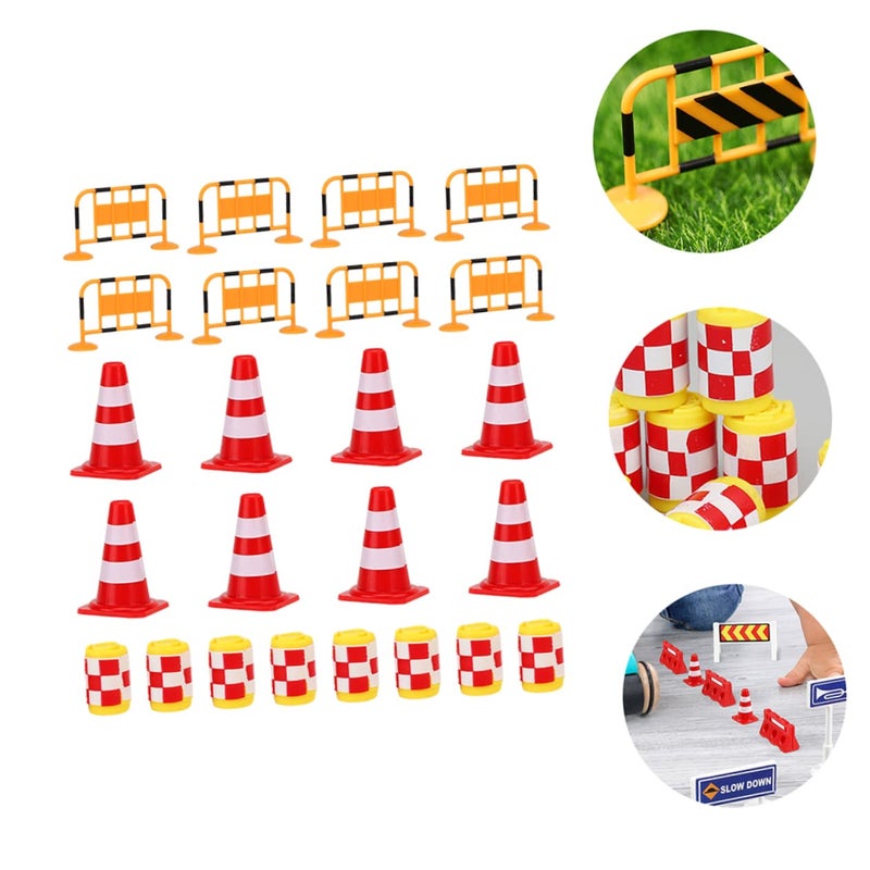 24Pcs Traffic Cones And Safety Barrels Educational Play Set For Kids Red Orange Yellow - Image 4