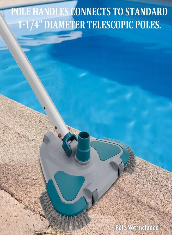 POOLWHALE Upgrade Pro Weighted Triangular Pool Rotative Vacuum Head with Brush & EZ Clip Handle - for Cleaning Surface Safe on Vinyl Lined Pools - Image 5