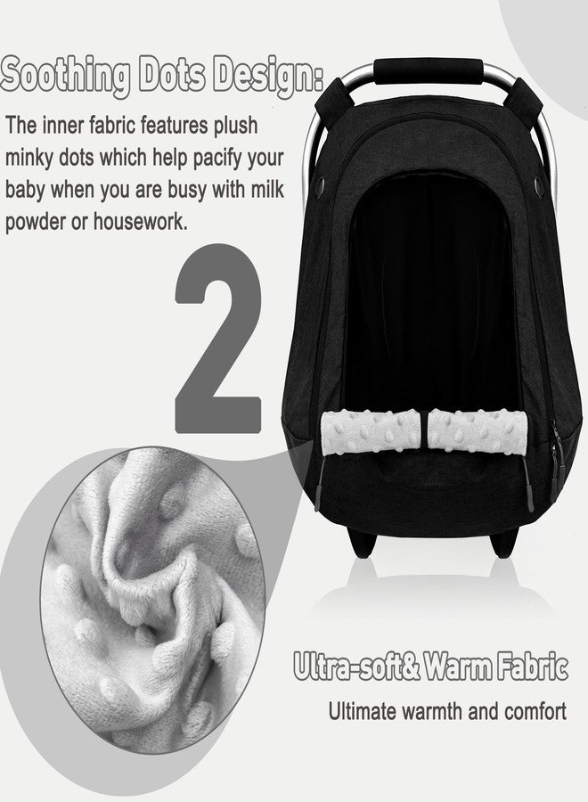 beatoutou Baby Car Seat Cover,Patented Waterproof Baby Car Seat Cover for Boys & Girls,Infant Car Seat Cover Canopy for Girls,Windproof Car Seat Canopy for Boys, Keeps Babies Warm and Cozy (Black) - Image 3