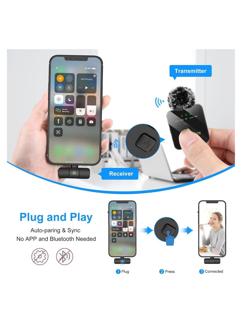 PULUZ - Professional Wireless Lavalier Microphone for iPhone 14 13 12 11, iPad, Cordless Omnidirectional Condenser Recording Mic for Video Recording, Live Streaming, Interview Podcast Vlog YouTube Tiktok - Image 1