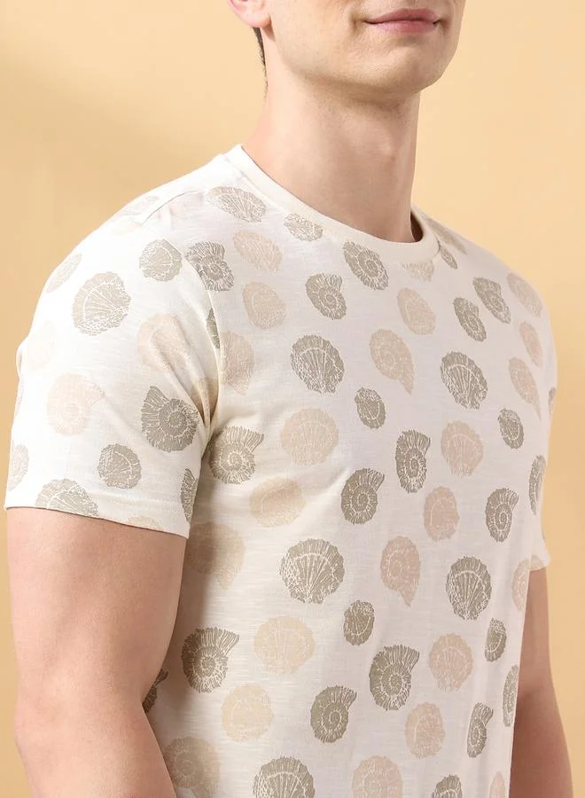 Dennis Lingo Men's Marshmallow 100% Cotton Printed Regular Fit T-Shirt