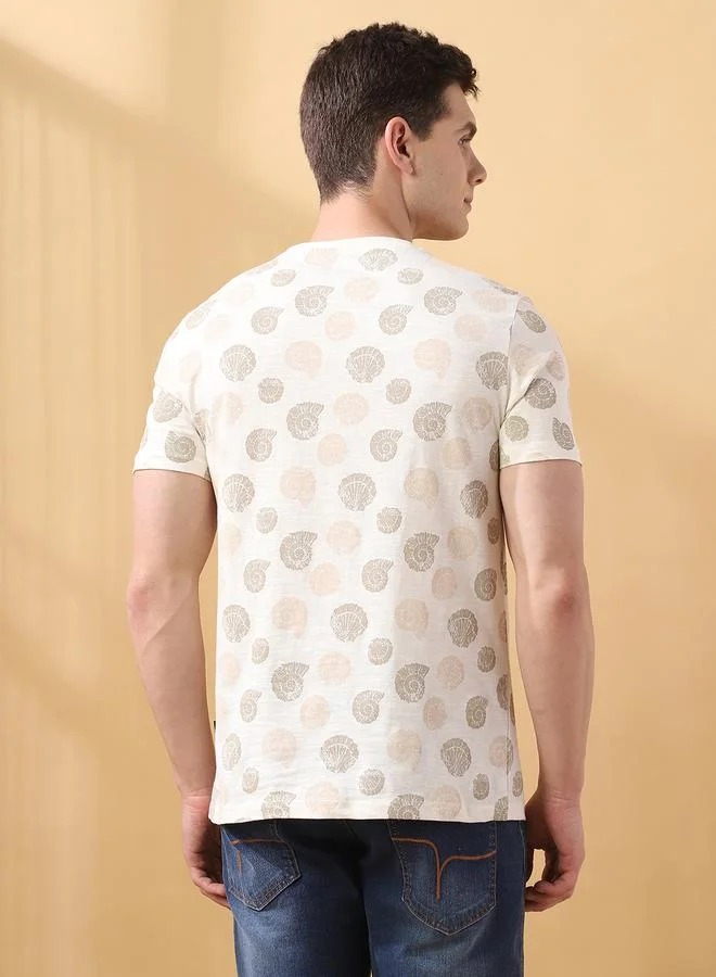 Dennis Lingo Men's Marshmallow 100% Cotton Printed Regular Fit T-Shirt