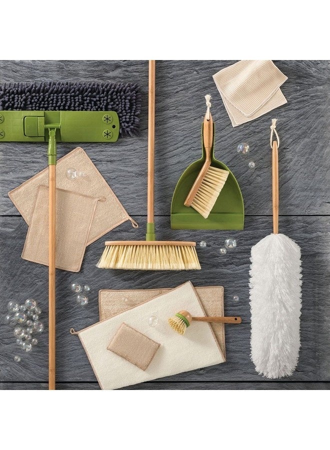 Five Simply Smart Wood & Clean Durable Bamboo Dustpan and Brush Set Green and Beige 36 x 7.5 x 24.5 cm 141369 - Image 4