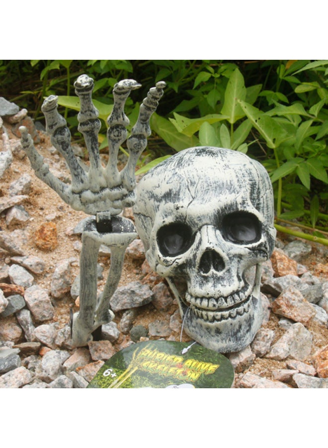 Loquat Decoration Horror Toy Skull Three-Piece Skull Head Ghost Hand Spoofs Trick Trick Man Props-Color:Skull Three Piece Set - Image 5