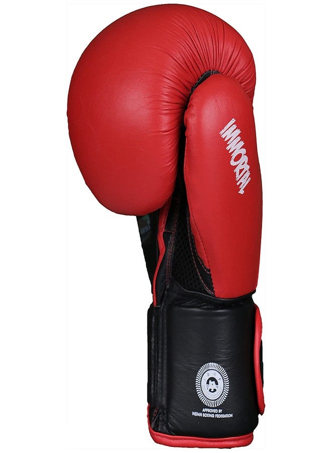 USI UNIVERSAL Boxing Gloves, 609M1 Red Immortal Safe Spar Gloves, Punching Bag Gloves For Boxing, Training, Top Grain Hide Leather, Foam Padding, Elastic Hook & Loop Wrap Around Strap (Size 16oz) - Image 4