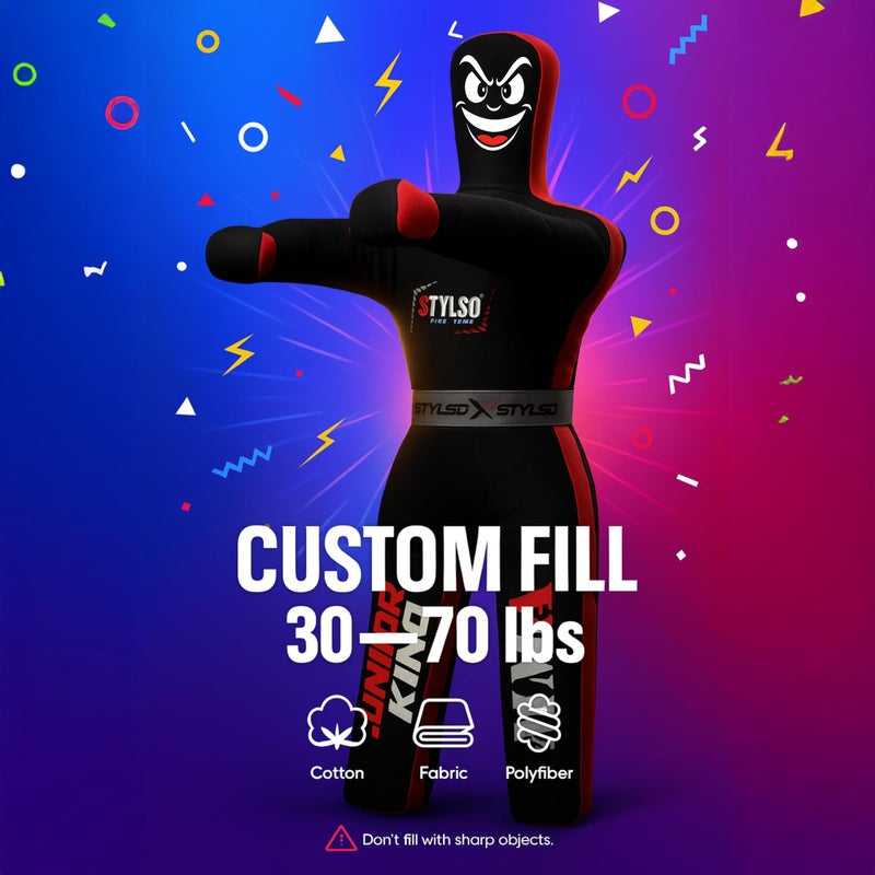 Stylso Unfilled Wrestling Dummy for Kids â€“ Youth Grappling Dummy BJJ, MMA, Jiu Jitsu & Judo Training Partner â€“ Durable Martial Arts Practice Buddy (Blue, 4ft / 48 Inches) - Image 3