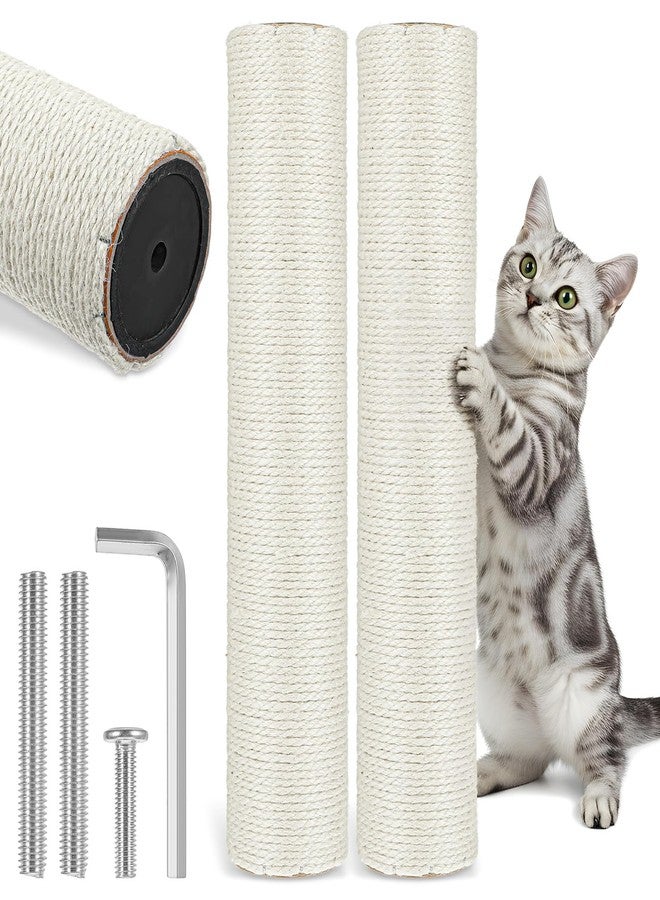 Caeuiciw 2 Pcs Cat Scratching Post Replacement, 15.7 x 3 Inch Sisal Pole Cat Tree Replacement Post with M8 Screws, Refill Scratcher Posts for Indoor Kitten Tree Tower Spare Cats Furniture Protector - Image 1