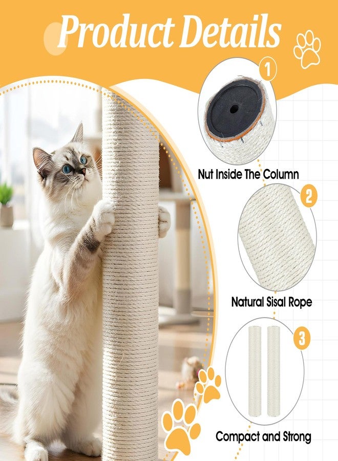 Caeuiciw 2 Pcs Cat Scratching Post Replacement, 15.7 x 3 Inch Sisal Pole Cat Tree Replacement Post with M8 Screws, Refill Scratcher Posts for Indoor Kitten Tree Tower Spare Cats Furniture Protector - Image 3