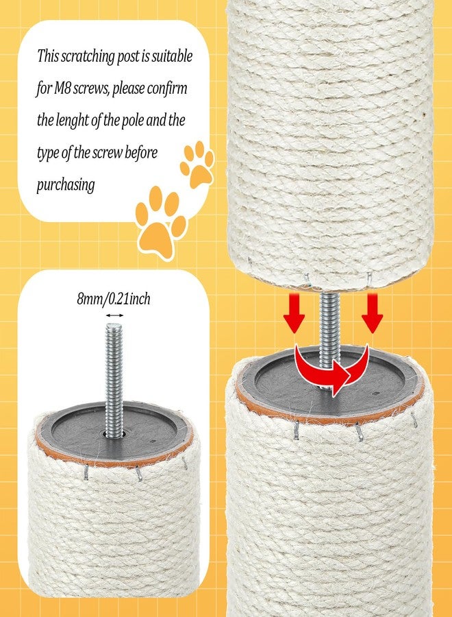Caeuiciw 2 Pcs Cat Scratching Post Replacement, 15.7 x 3 Inch Sisal Pole Cat Tree Replacement Post with M8 Screws, Refill Scratcher Posts for Indoor Kitten Tree Tower Spare Cats Furniture Protector - Image 4