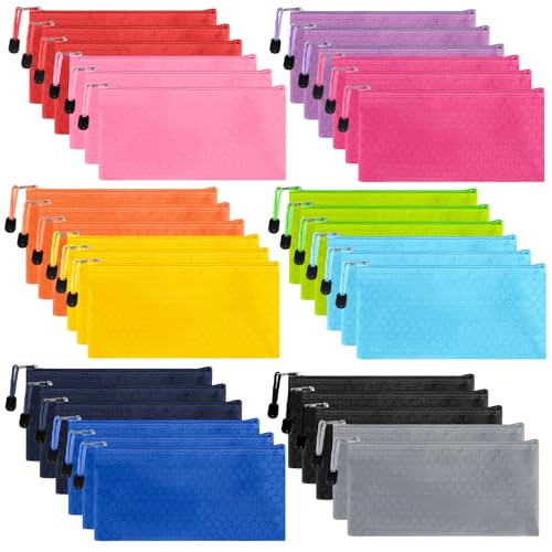 EOOUT 35pcs Zipper Pouches, Small Pencil Pouch Bulk, Water Resistant Pencil Case for Bill Office School Supplies and Travel Accessories in 12 Colors - Image 1