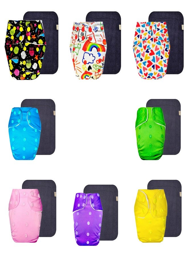 Dumbledo Premium Cloth Diaper with Gray Insert (Pack of 8) | Snug Fit | 6-Layer Absorbent Pad | Easy to Clean | Trusted by Moms | 3 Months - 3 Years | Unisex Baby - Image 1