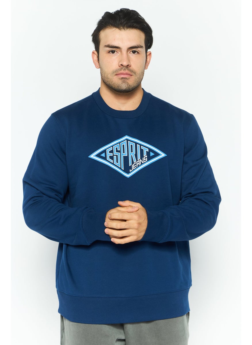 ESPRIT - Men Crew Neck Printed Sweatshirts, Blue Combo - Image 1