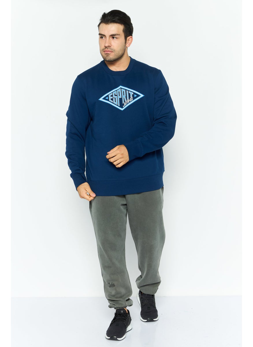 ESPRIT - Men Crew Neck Printed Sweatshirts, Blue Combo - Image 1