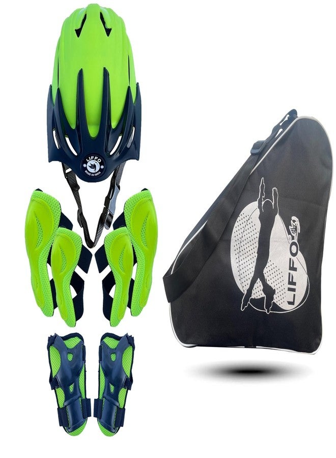 Liffo® Protective Set Guard Protection kit for Skating, Cycling & Skateboarding for Kids Age 6-15 Years with Knee, Elbow and Wrist Guards with Skate Bag Green (S) - Image 1