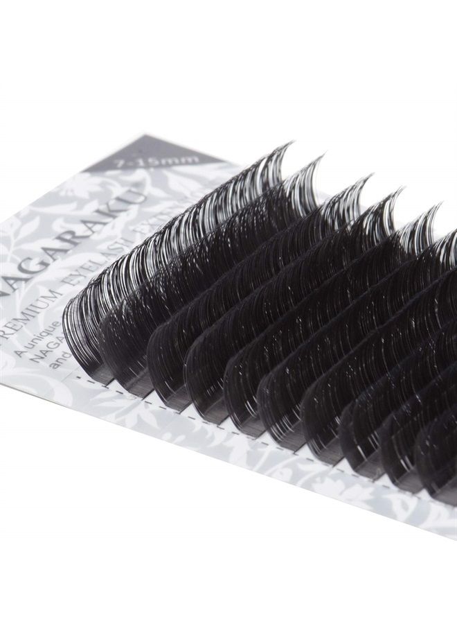 NAGARAKU تمديدات الرموش الفردية 0.20 مم ب curl 7-15 مم مجموعة مختلطة كلاسيكية مات سوداء طبيعية فوكس مينيك 16 صفًا - Image 3