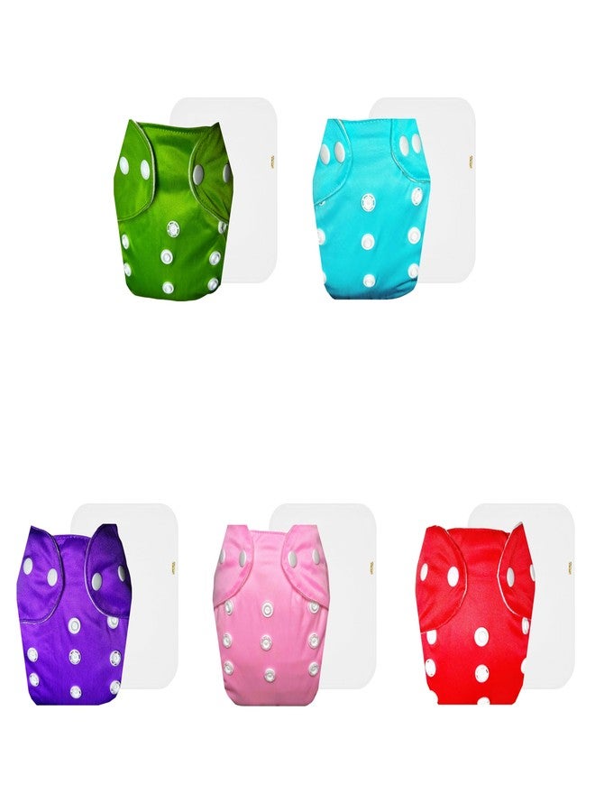 Dumbledo Lite Cloth Diaper with Cotton Insert (Pack of 5) | Soft & Gentle | 6-Layer Absorbent Pad | Adjustable Snaps | Designed by Moms | 3 Months - 2 Years | Unisex Baby - Image 1