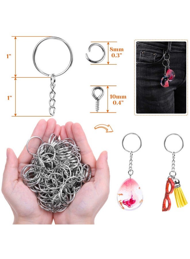 Audab أوداب 360 قطعة سلسلة مفاتيح بالجملة، 120 قطعة حلقات سلسلة مع سلسلة و120 قطعة حلقة قفز مفتوحة مع 120 قطعة دبابيس عين برغي للحرف وصنع المجوهرات - Image 3