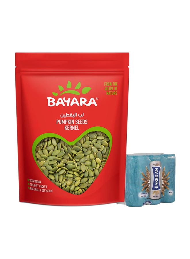 noon Bayara Pumpkin Seeds Kernel 200grams + Barbican Malt Beverage, Can, 250ml X 6 Pack of 6 - Image 1