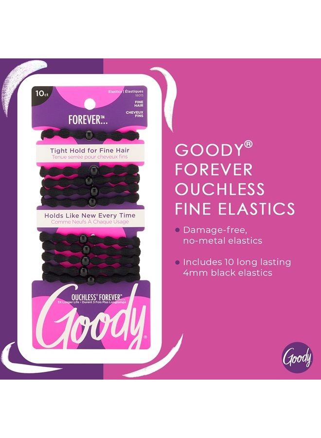 Goody Forever Ouchless Elastic Fine Hair Tie - 10 Count, Black - 4MM for Fine Hair - Hair Accessories for Women and Girls - Perfect for Long Lasting Braids, Ponytails and More - Image 2