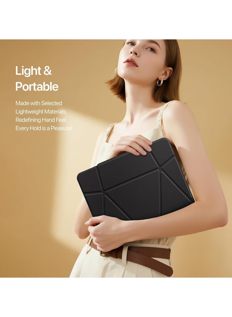 **غطاء متوافق مع جهاز لوحي Samsung Galaxy Tab S11 Ultra 14.6 بوصة موديل 2025. يتميز بحامل طافي بارتفاع 4.5 سم، وقاعدة قابلة للطي متعددة الزوايا، وغطاء جلدي مع وظيفة الإيقاظ/النوم التلقائي. يحتوي على حامل قلم S Pen مدمج.** - Image 5