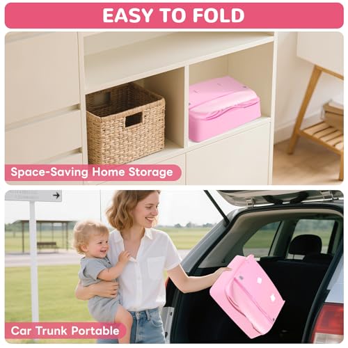 BOSEDSANG 4-in-1 Baby High Chair, Convertible Highchair for Babies and Toddlers, Portable High Chair with Foldable Design, Booster Seat for Kitchen, Dining & Outdoor Use, Easy to Clean & Storage(Pink) - Image 4