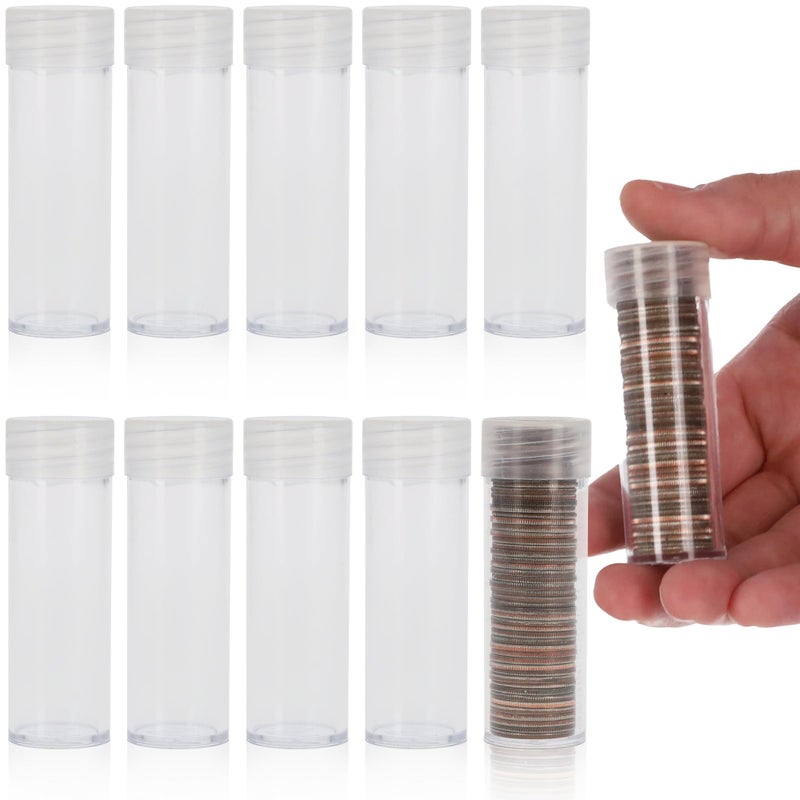 BCW Coin Tubes for Dimes - 10ct | Holds "Roosevelt" Dime | Durable Plastic Tube Coin Holders | Coin Collecting Supplies | Dime Coin Tubes | Coin Storage Tubes with Airtight Lids - Image 1