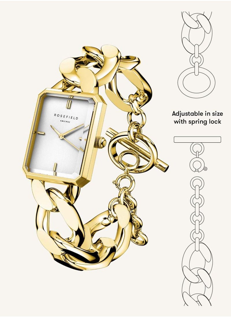 RoseField Rosefield The Octagon Xs Chain Watch Studio Edition White Gold ladies Watch SWGSG-O55  - Image 4