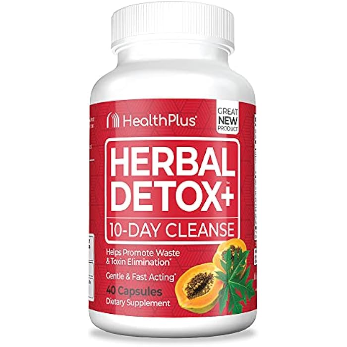 Health Plus Herbal Detox+ (10-Day Cleanse) 40 Capsules, 20 Servings - Image 1