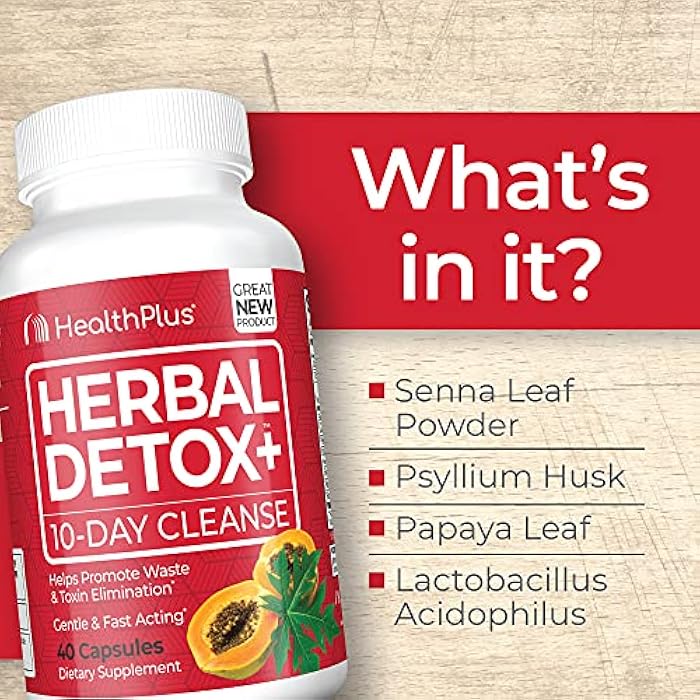 Health Plus Herbal Detox+ (10-Day Cleanse) 40 Capsules, 20 Servings - Image 4