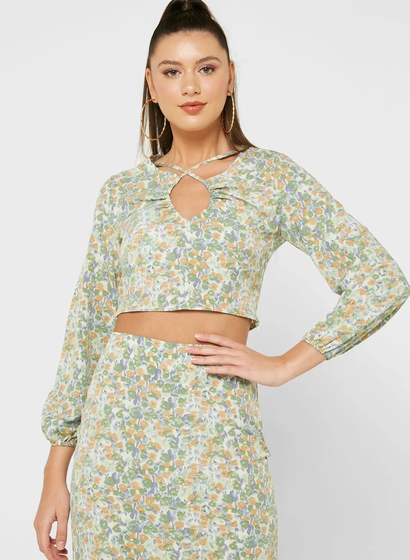 Ginger Printed Top And Skirt Set