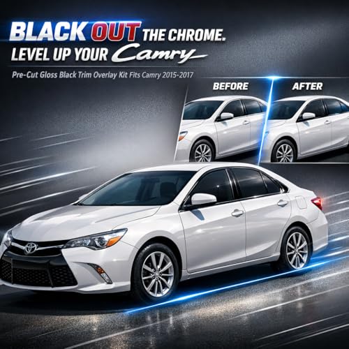 BDFHYK Biifoxee Side Window Trim Chrome Delete Overlay fit for 2015 2016 2017 Toyota Camry Vinyl Wrap Kit with Gloss Black Blackout Film Accessories - Image 3