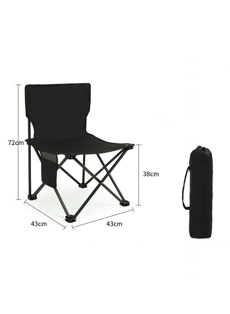 Arabest Outdoor Folding Chairs, Outdoor Sketching Fishing Stools, Portable Barbecue/Family Camping, Oxford Cloth Folding Chairs, Black - Image 2