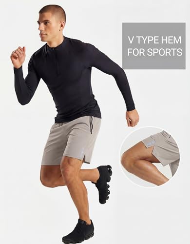 COOFANDY Men's Athletic Running Shorts Quick Dry 7" Workout Gym Short Lightweight Active Sport Short for Tennis Hiking Stone Large - Image 5
