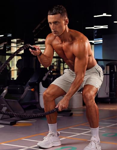 COOFANDY Men's Athletic Running Shorts Quick Dry 7" Workout Gym Short Lightweight Active Sport Short for Tennis Hiking Stone Large - Image 2