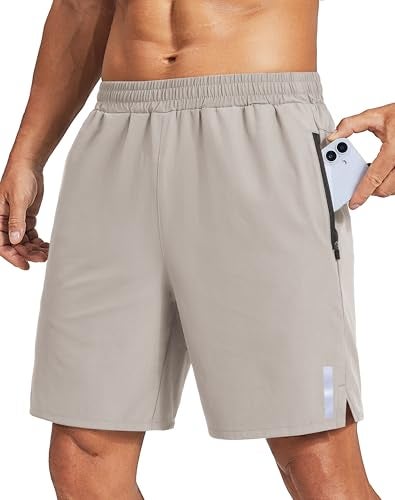 COOFANDY Men's Athletic Running Shorts Quick Dry 7" Workout Gym Short Lightweight Active Sport Short for Tennis Hiking Stone Large - Image 1