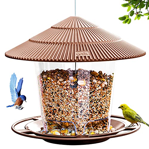 Hanizi Bird Feeder Outdoor Hanging for Wild Bird Seed, Brown - Image 1