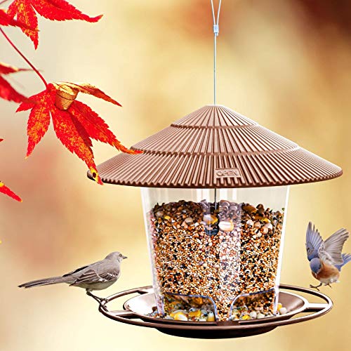 Hanizi Bird Feeder Outdoor Hanging for Wild Bird Seed, Brown - Image 4