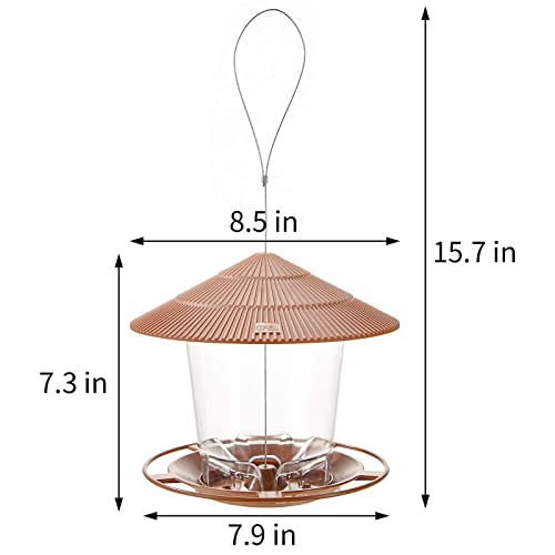 Hanizi Bird Feeder Outdoor Hanging for Wild Bird Seed, Brown - Image 5
