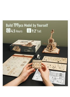 Robotime ROKR Scale Cello Music Box AMK63, Assembly Brain Teaser 3D Wooden Puzzle DIY Build Model Crafts Kits, Unique Home Decor Birthday Gifts Hobby for Teens or Adults  - Image 2