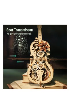 Robotime ROKR Scale Cello Music Box AMK63, Assembly Brain Teaser 3D Wooden Puzzle DIY Build Model Crafts Kits, Unique Home Decor Birthday Gifts Hobby for Teens or Adults  - Image 4