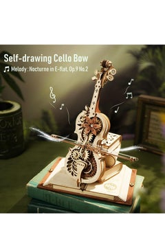 Robotime ROKR Scale Cello Music Box AMK63, Assembly Brain Teaser 3D Wooden Puzzle DIY Build Model Crafts Kits, Unique Home Decor Birthday Gifts Hobby for Teens or Adults  - Image 5