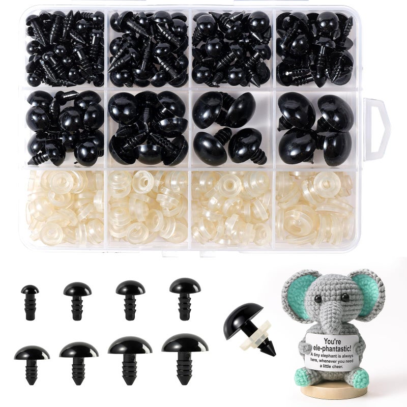 XKDOUS 6-18 mm, 8 Sizes Safety Eyes for Crocheting, Crochet Eyes for amigurumi, Stuffed Animal Doll Eyes for DIY Crafts - Image 1
